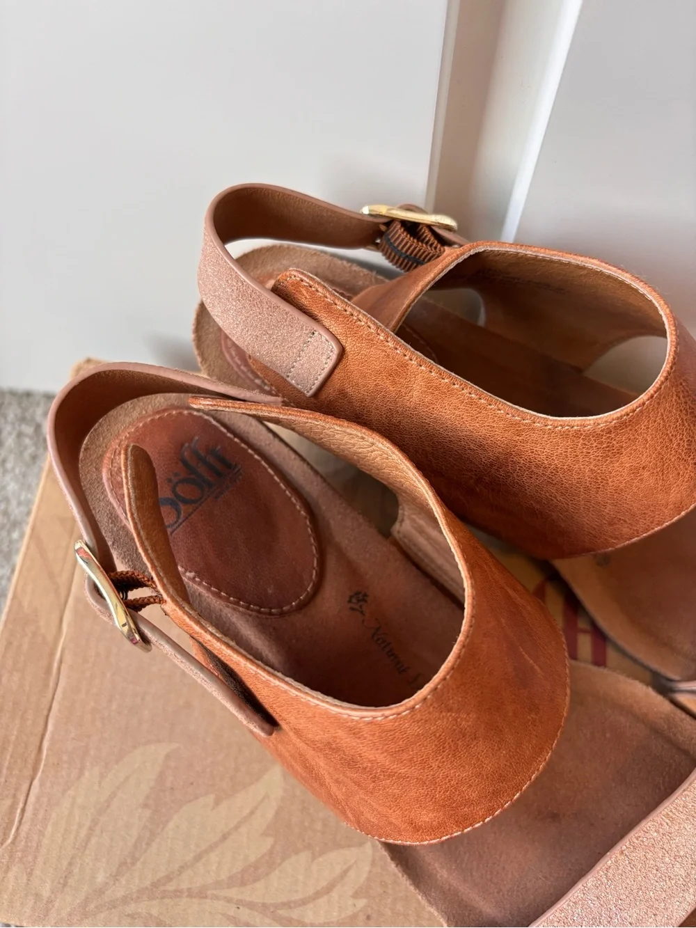 Sofft Brown Leather Open-Toe Sandals Brown Metallic Strap